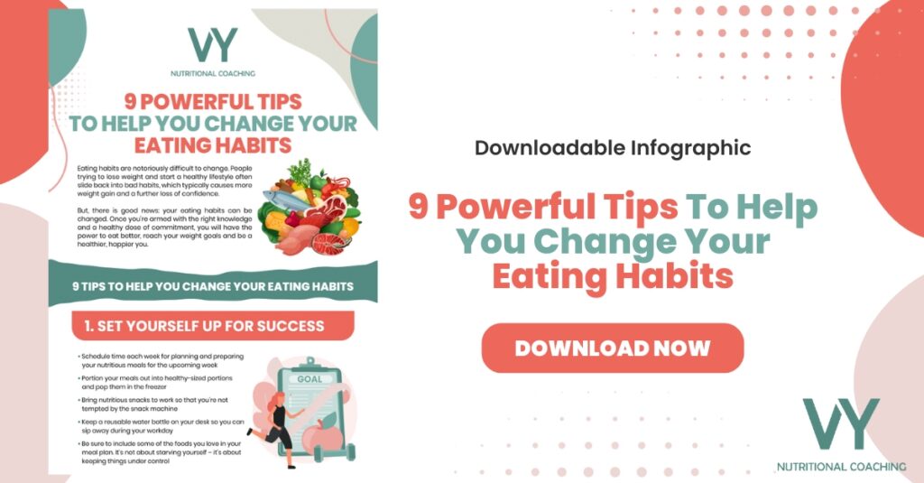 9 Powerful Tips To Help You Change Your Eating Habits - Infographic - SM - VY Nutrition