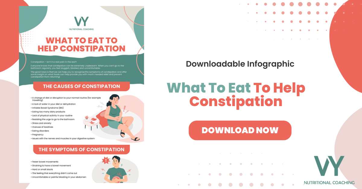 What To Eat To Help Constipation - Infographic - SM - VY Nutrition